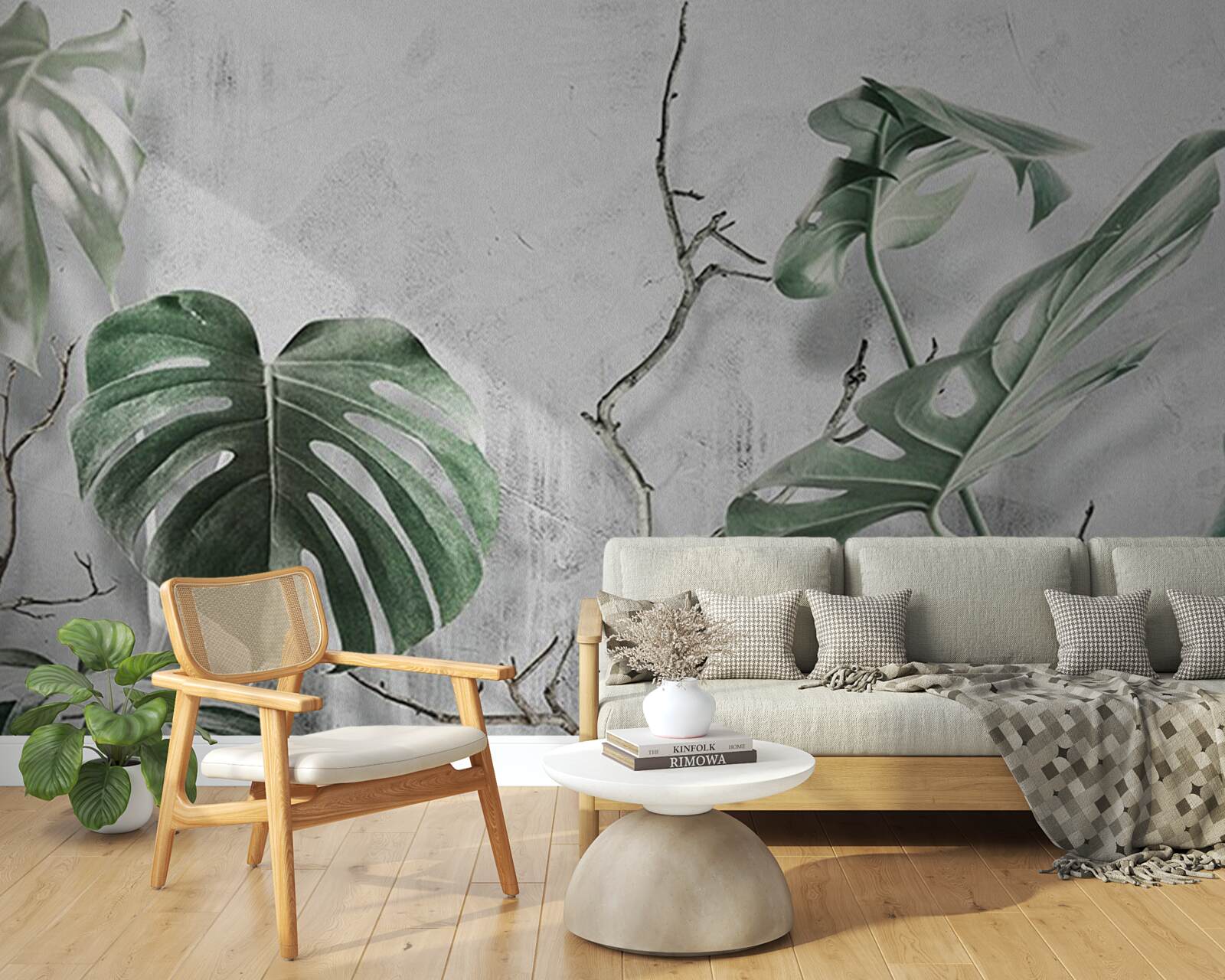 Carta da parati Le foglie della monstera verde sono grandi