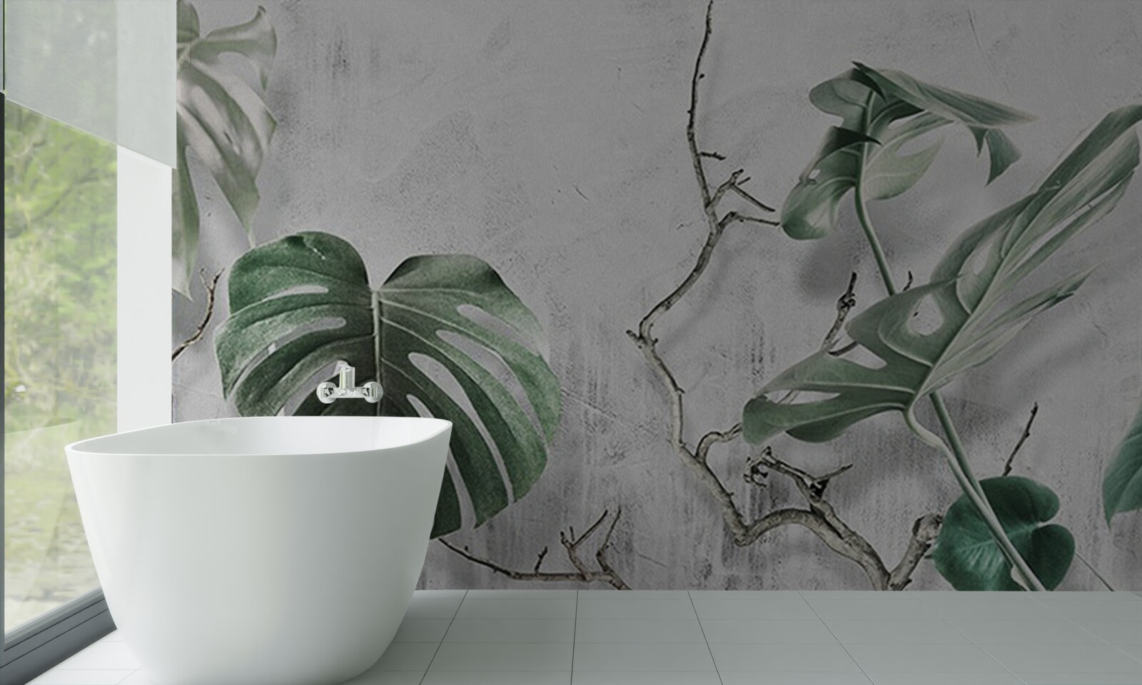 Carta da parati Le foglie della monstera verde sono grandi