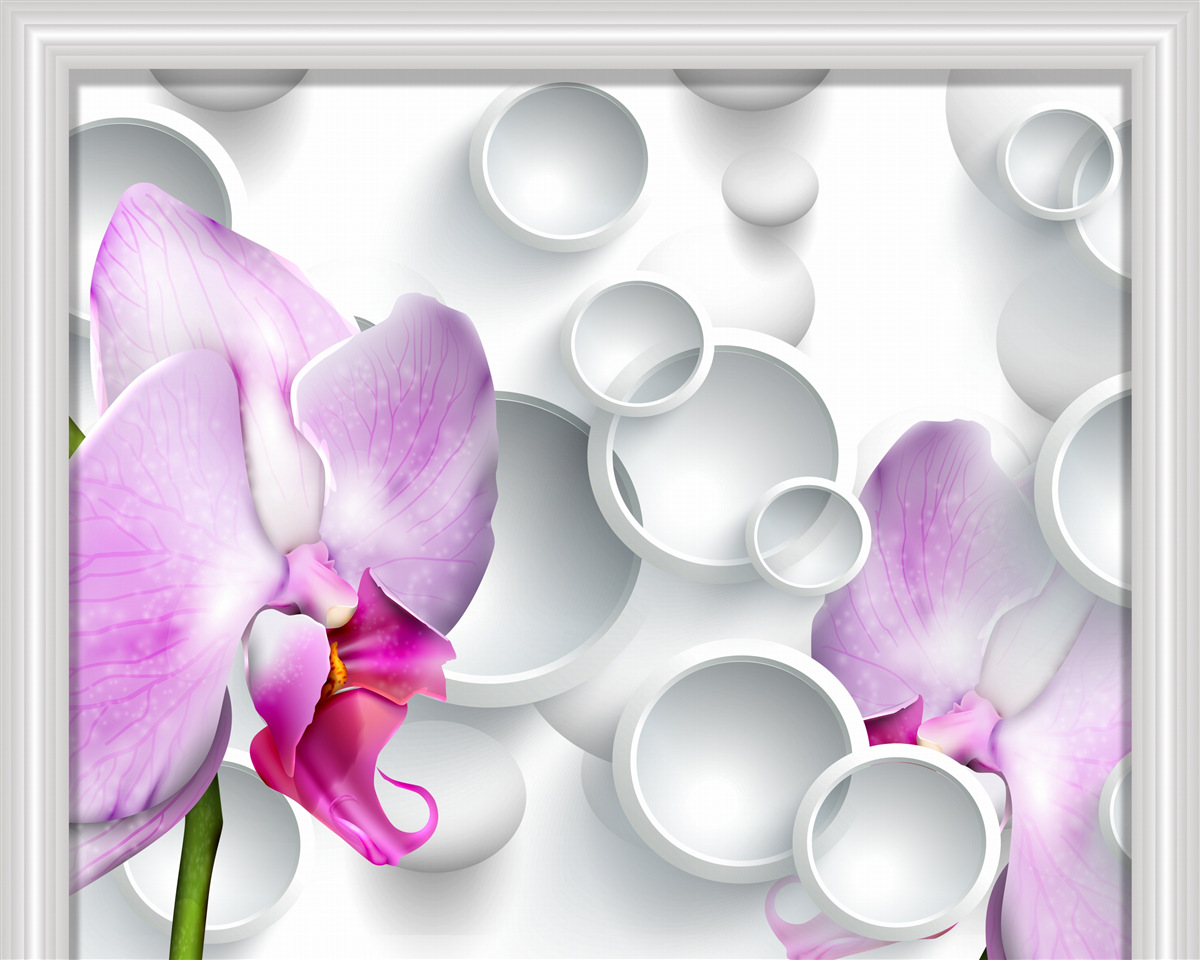 Carta da parati orchidea rosa tenue con anelli
