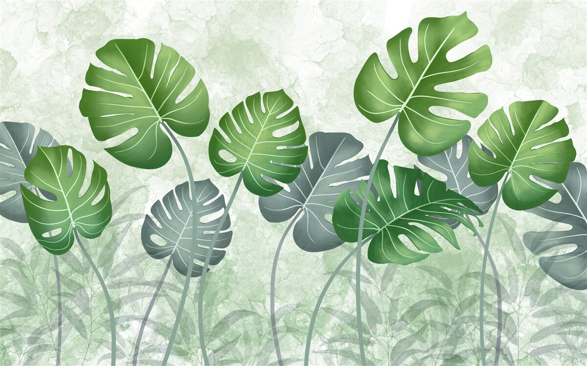 Carta da parati grandi foglie di felce verde