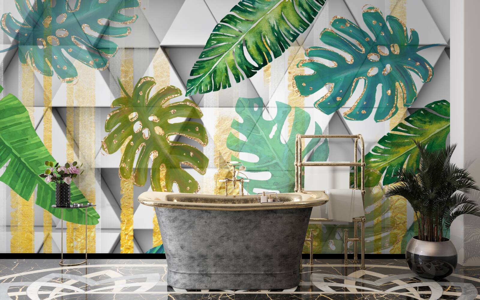 Carta da parati diversità del fogliame tropicale