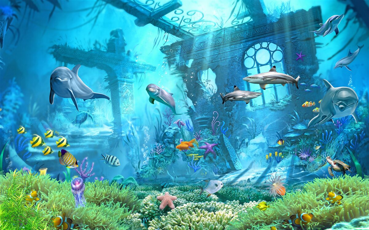 Carta da parati delfini alla base del mare