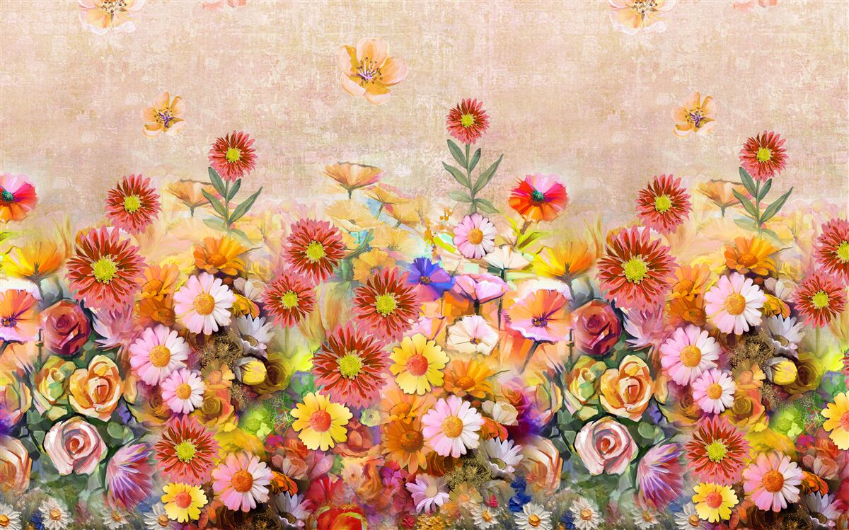 Carta da parati fiori colorati di vario tipo