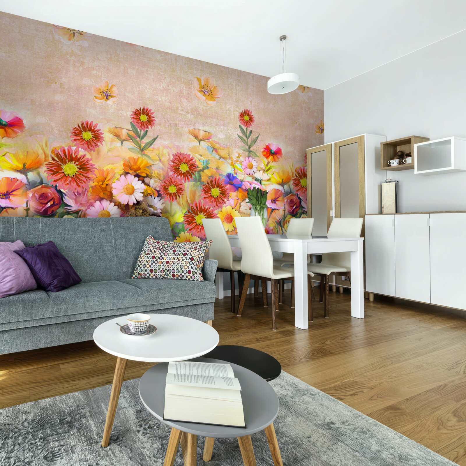 Carta da parati fiori colorati di vario tipo