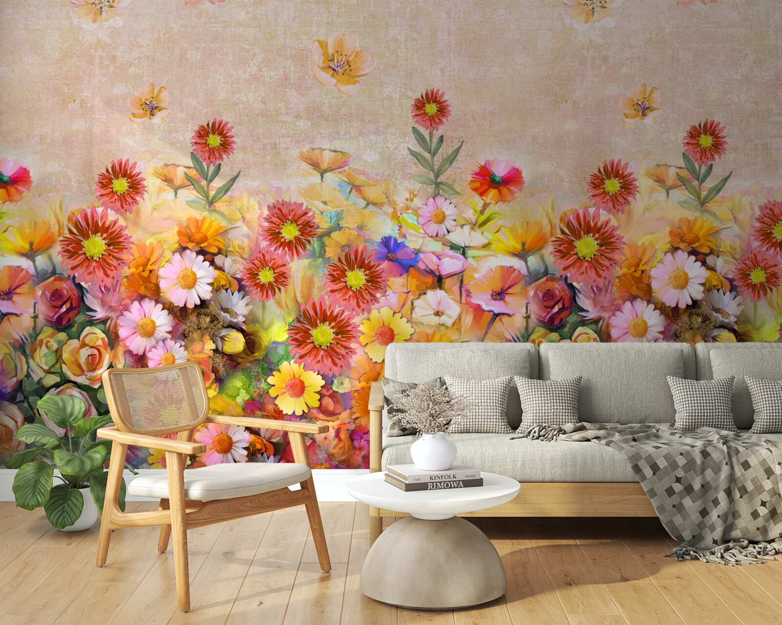 Carta da parati fiori colorati di vario tipo