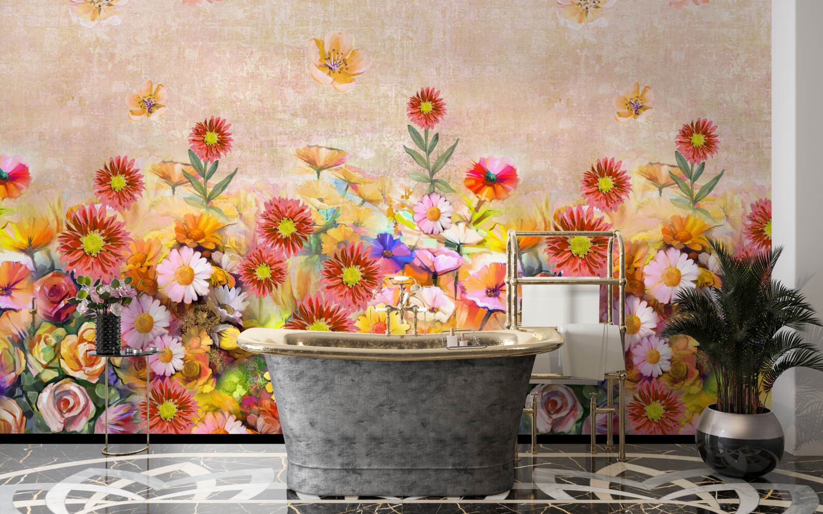 Carta da parati fiori colorati di vario tipo