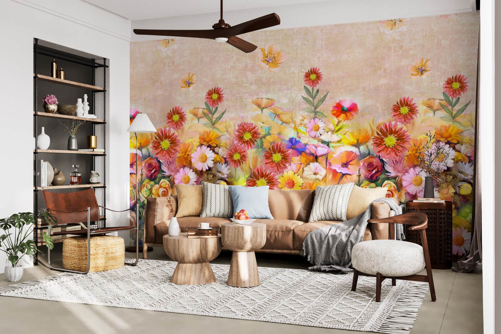 Carta da parati fiori colorati di vario tipo