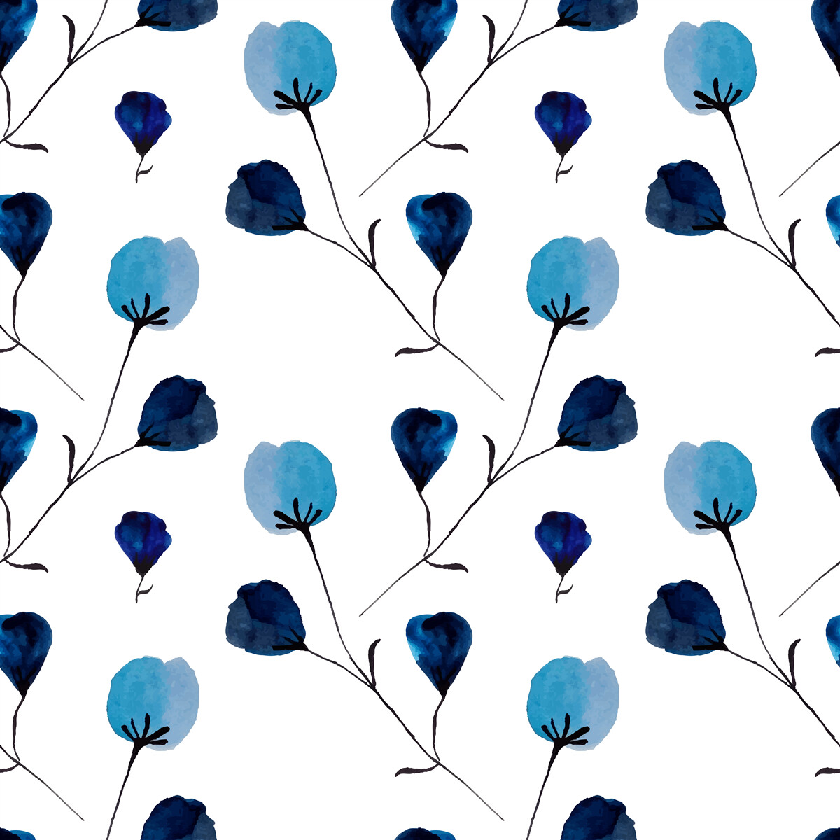 Carta da parati fiori di cotone blu