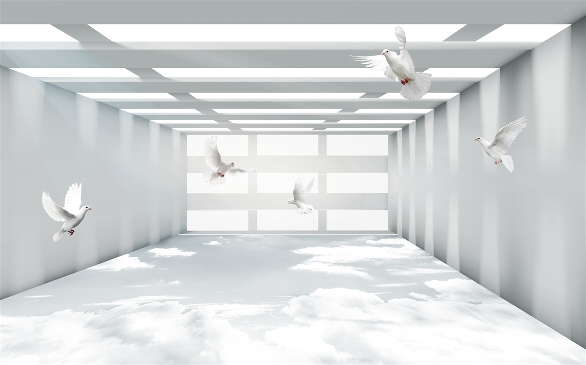Carta da parati un passaggio luminoso dove le farfalle fluttuano nell'aria