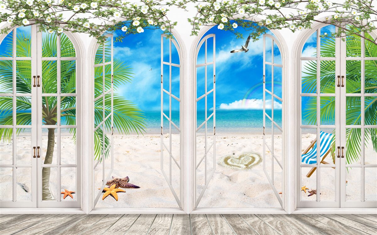 Carta da parati balcone sulla spiaggia