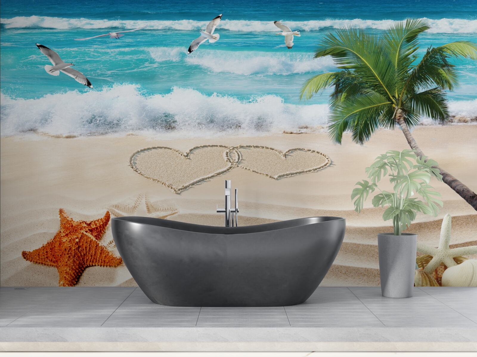 Carta da parati palme e spiaggia ai tropici