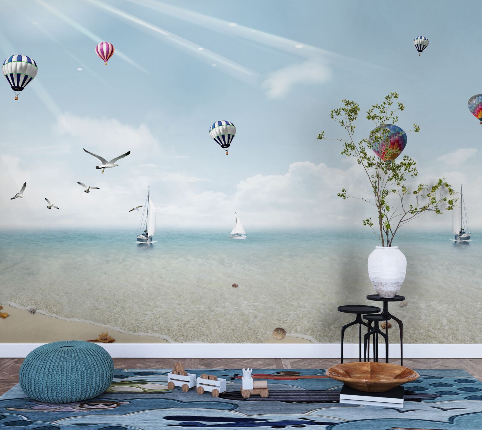 Carta da parati un mare pieno di palloncini