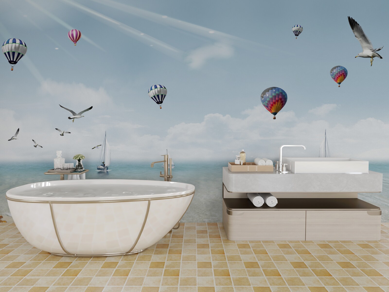 Carta da parati un mare pieno di palloncini