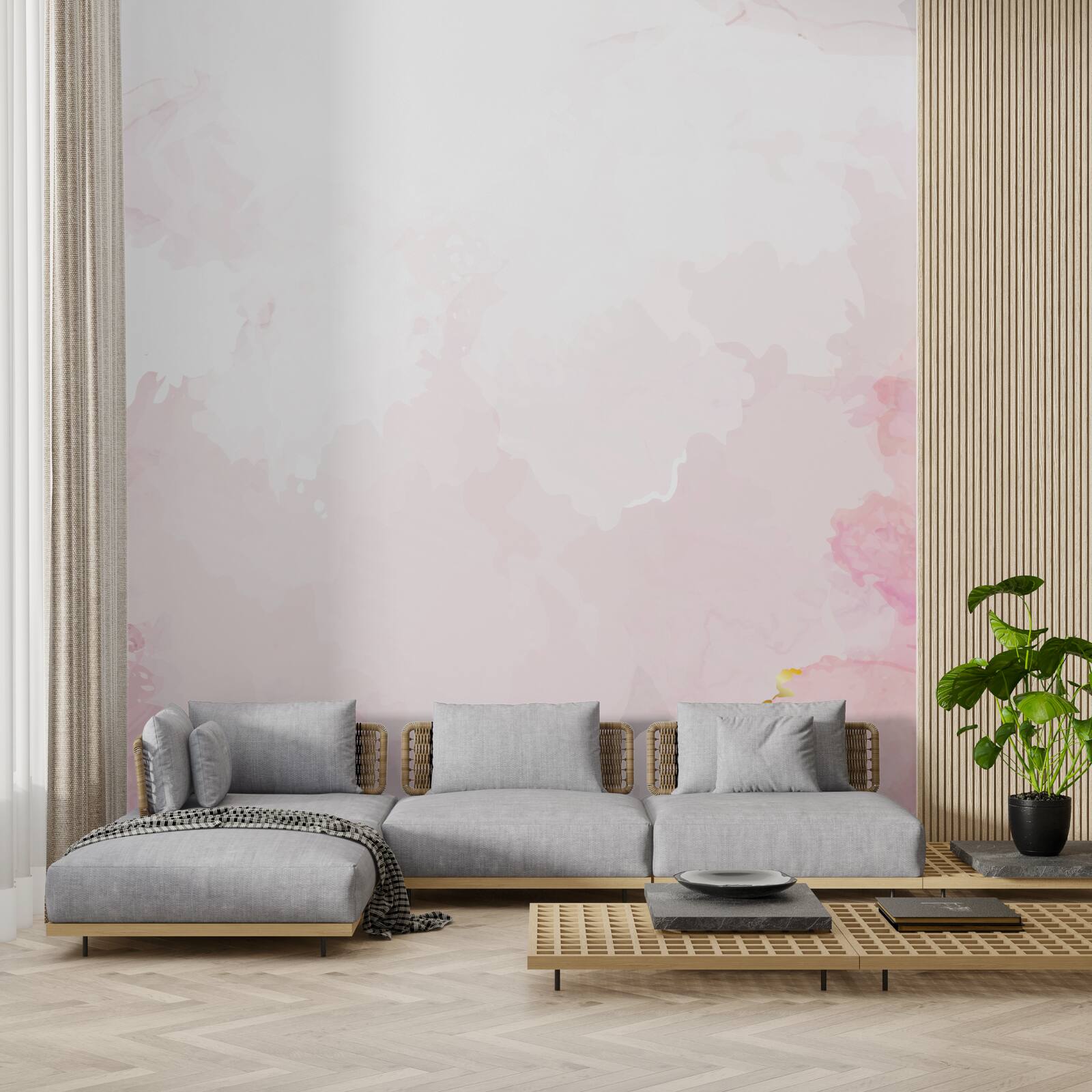 Carta da parati marmo rosa con elementi in oro