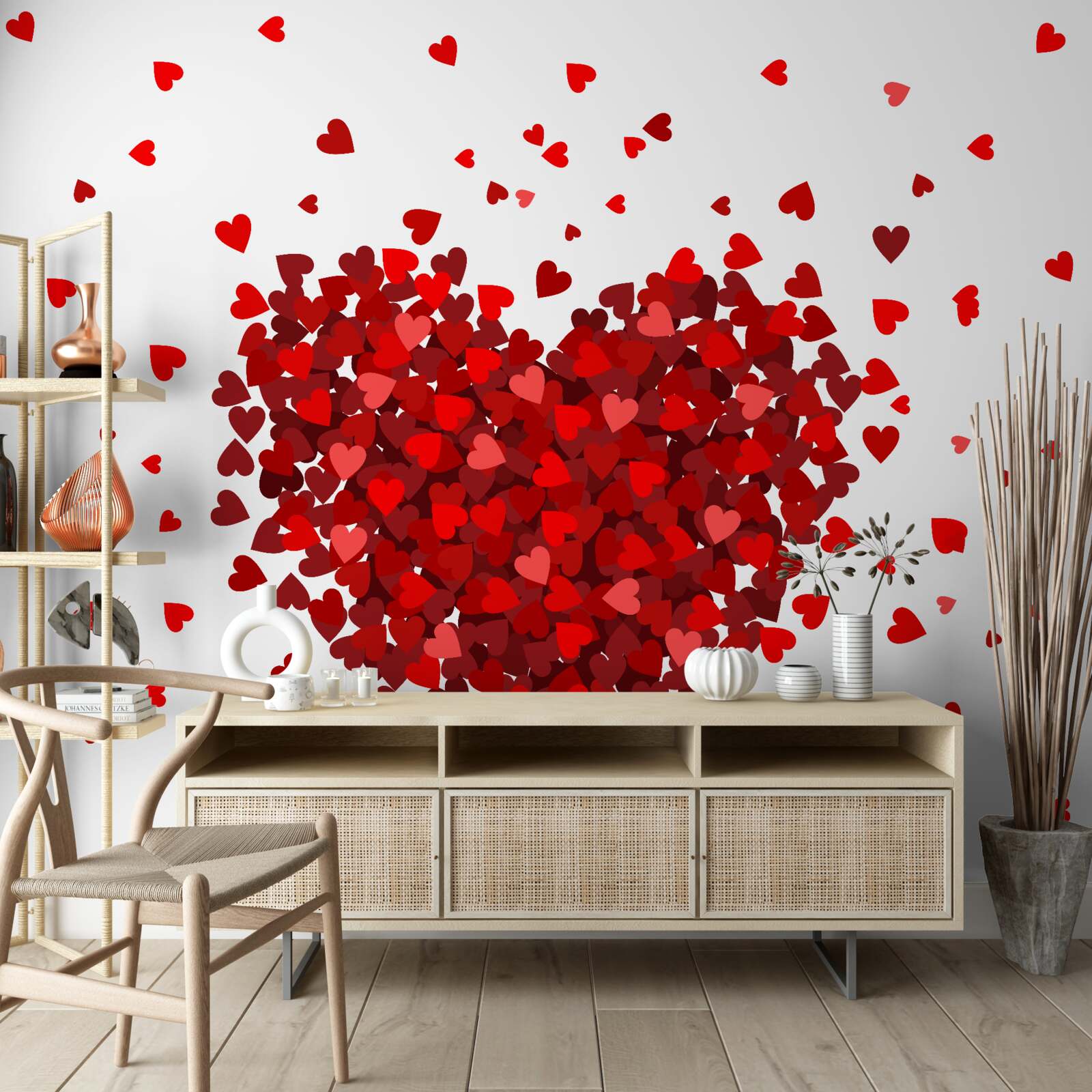 Carta da parati un cuore fatto di cuori rossi