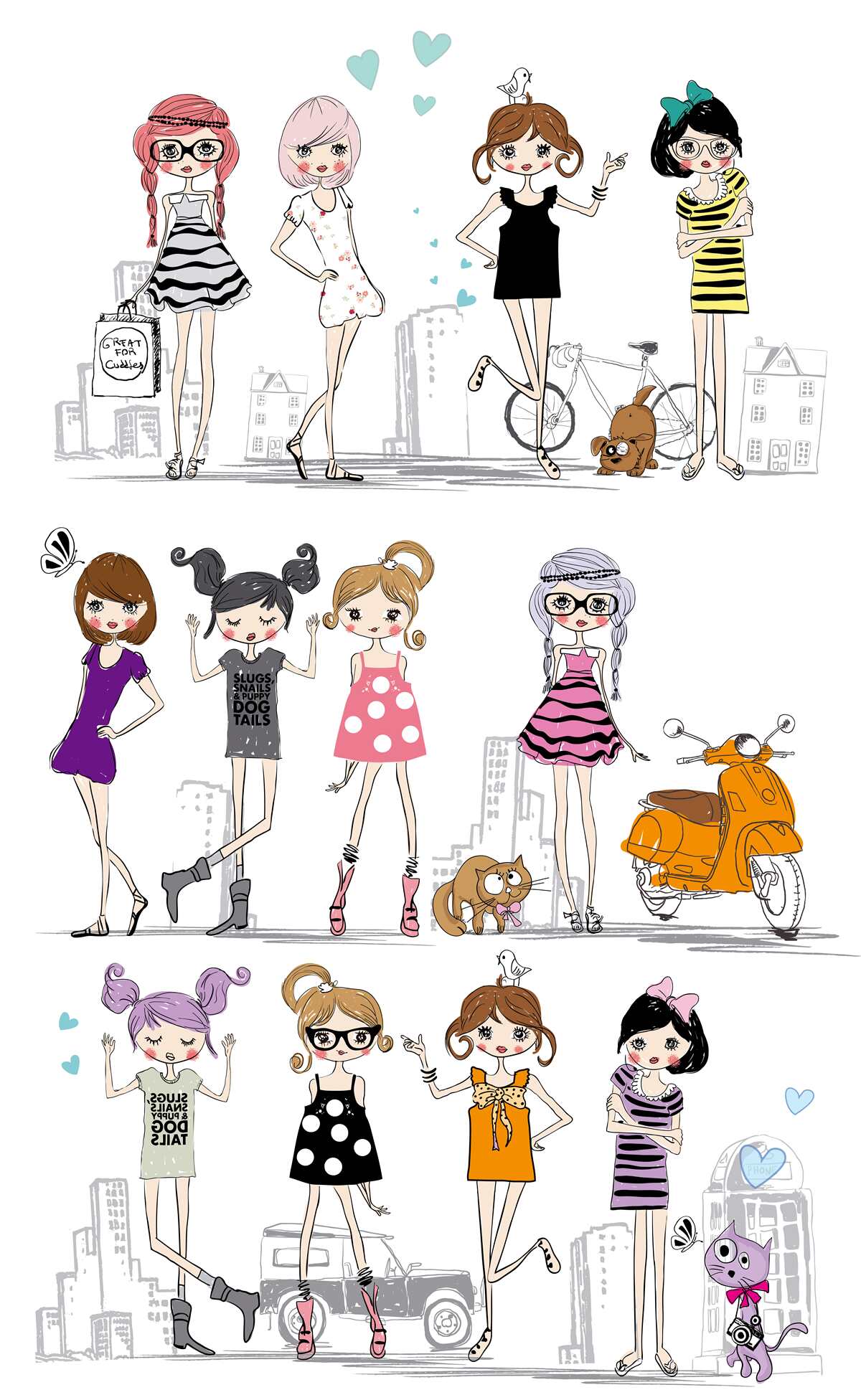 Carta da parati ragazze eleganti animate