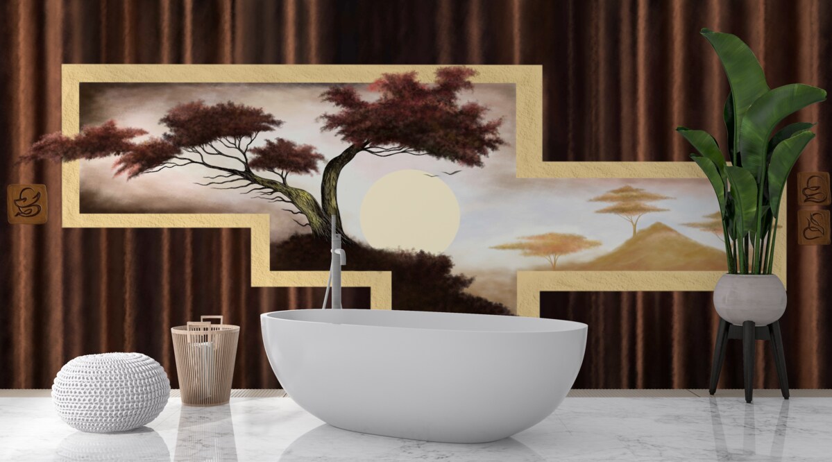 Carta da parati alba su vecchio bonsai
