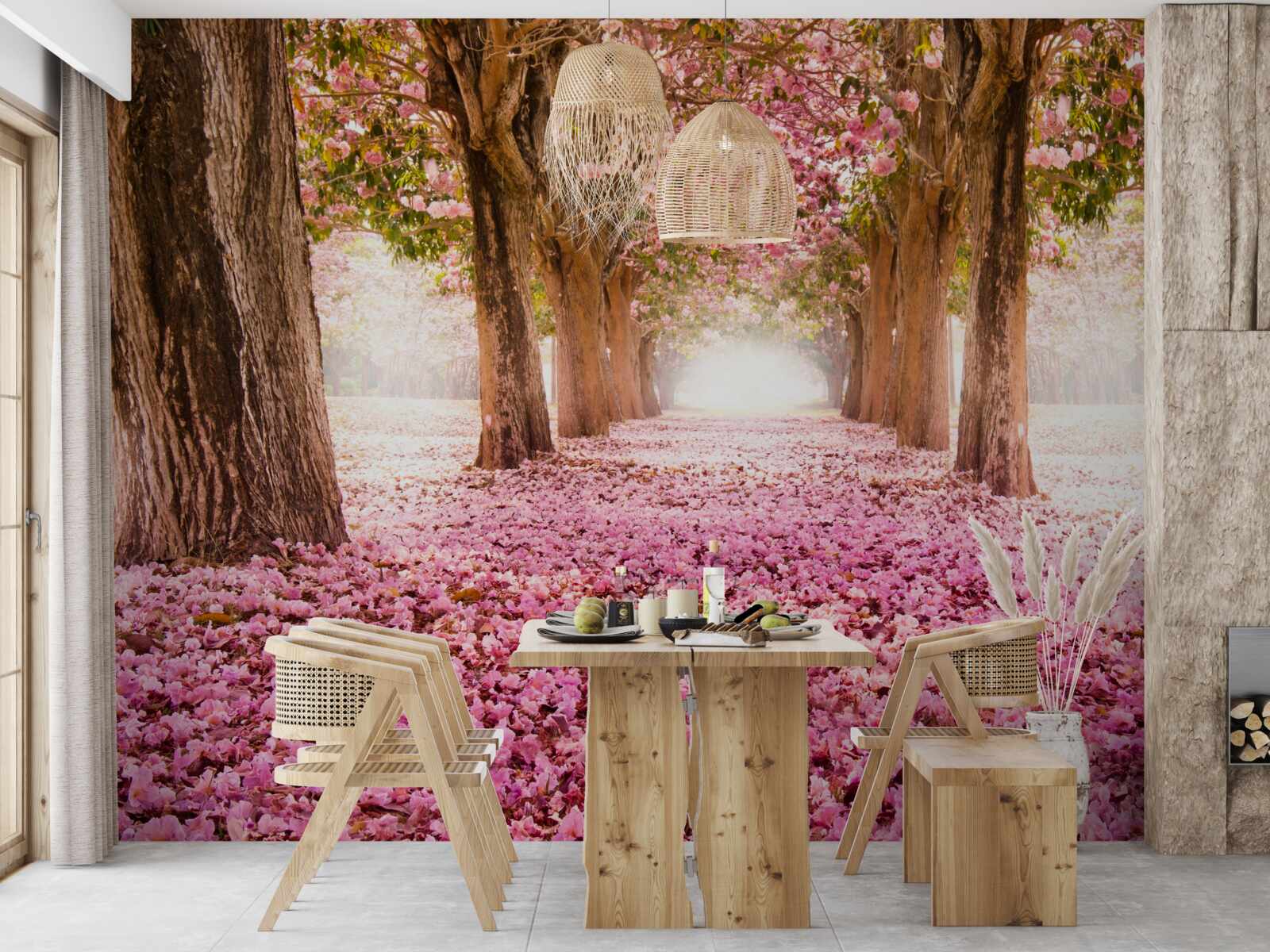 Carta da parati La sakura rosa copriva il vicolo