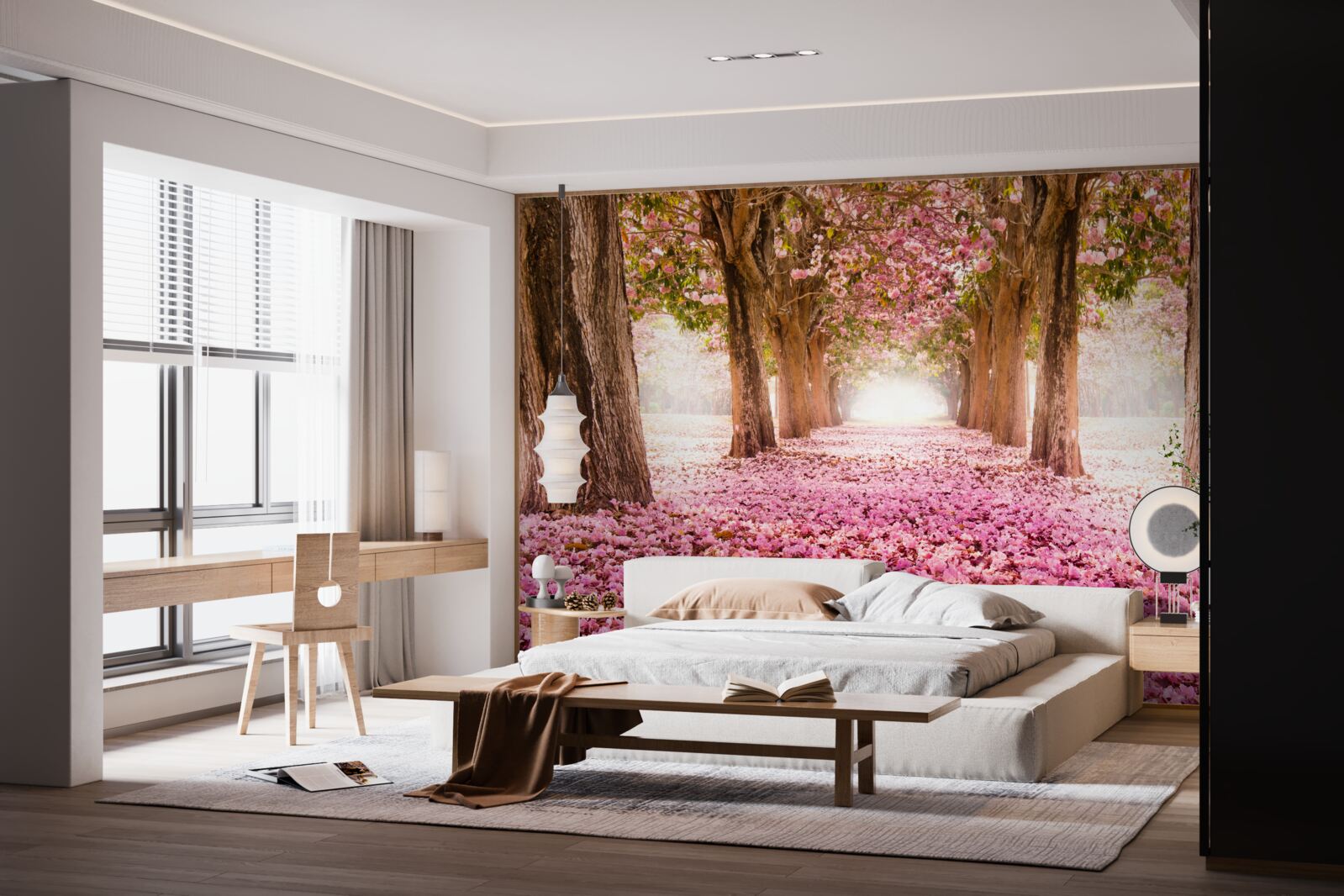 Carta da parati La sakura rosa copriva il vicolo