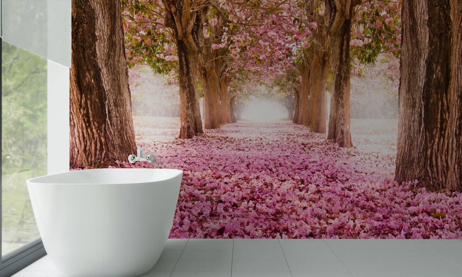 Carta da parati La sakura rosa copriva il vicolo