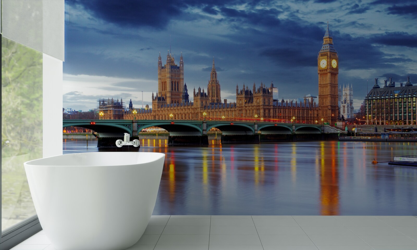 Carta da parati il riflesso del Parlamento britannico nell'acqua del fiume