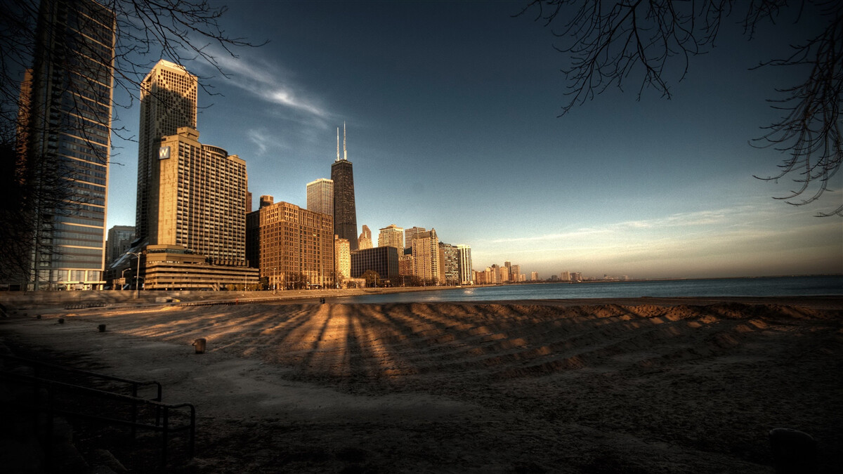 Carta da parati il crepuscolo della città di chicago