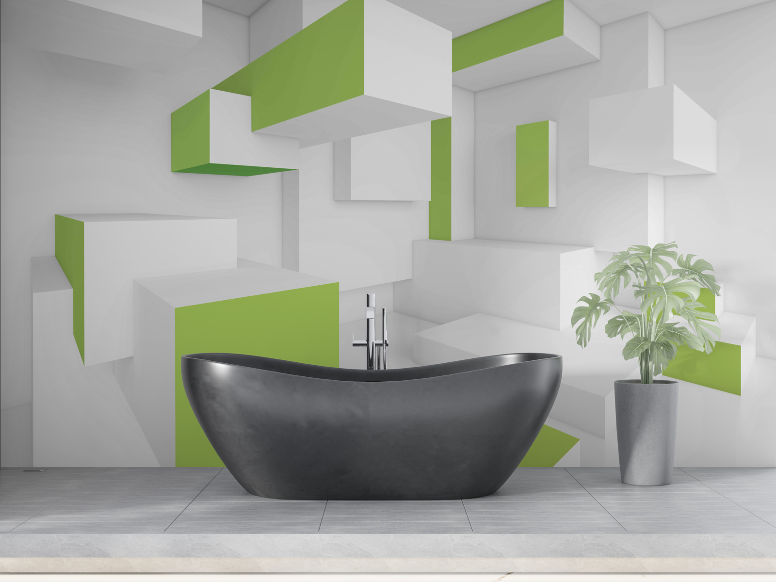 Carta da parati strutture rettangolari con rivestimento verde chiaro