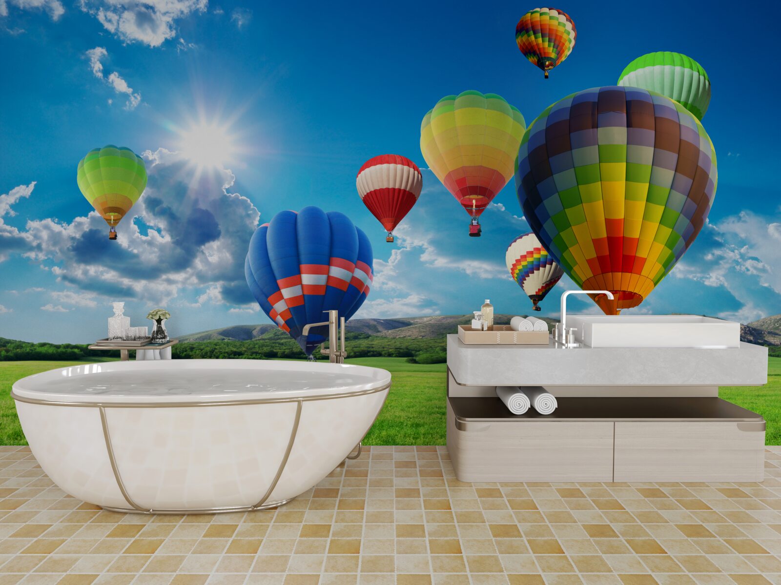 Carta da parati palloncini dai colori vivaci