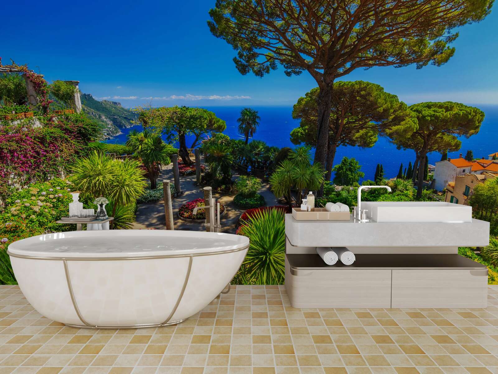 Carta da parati villa di charme rufolo