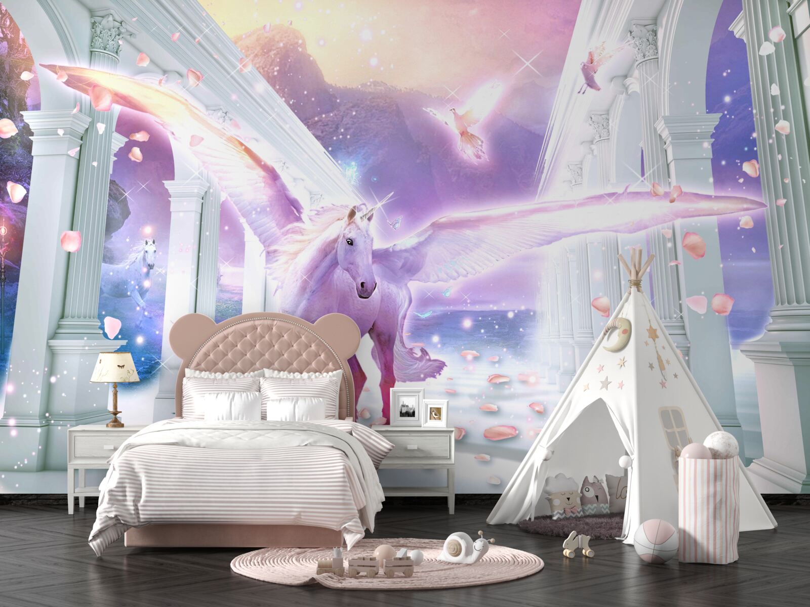 Carta da parati un mondo fantastico in cui vive un pegaso