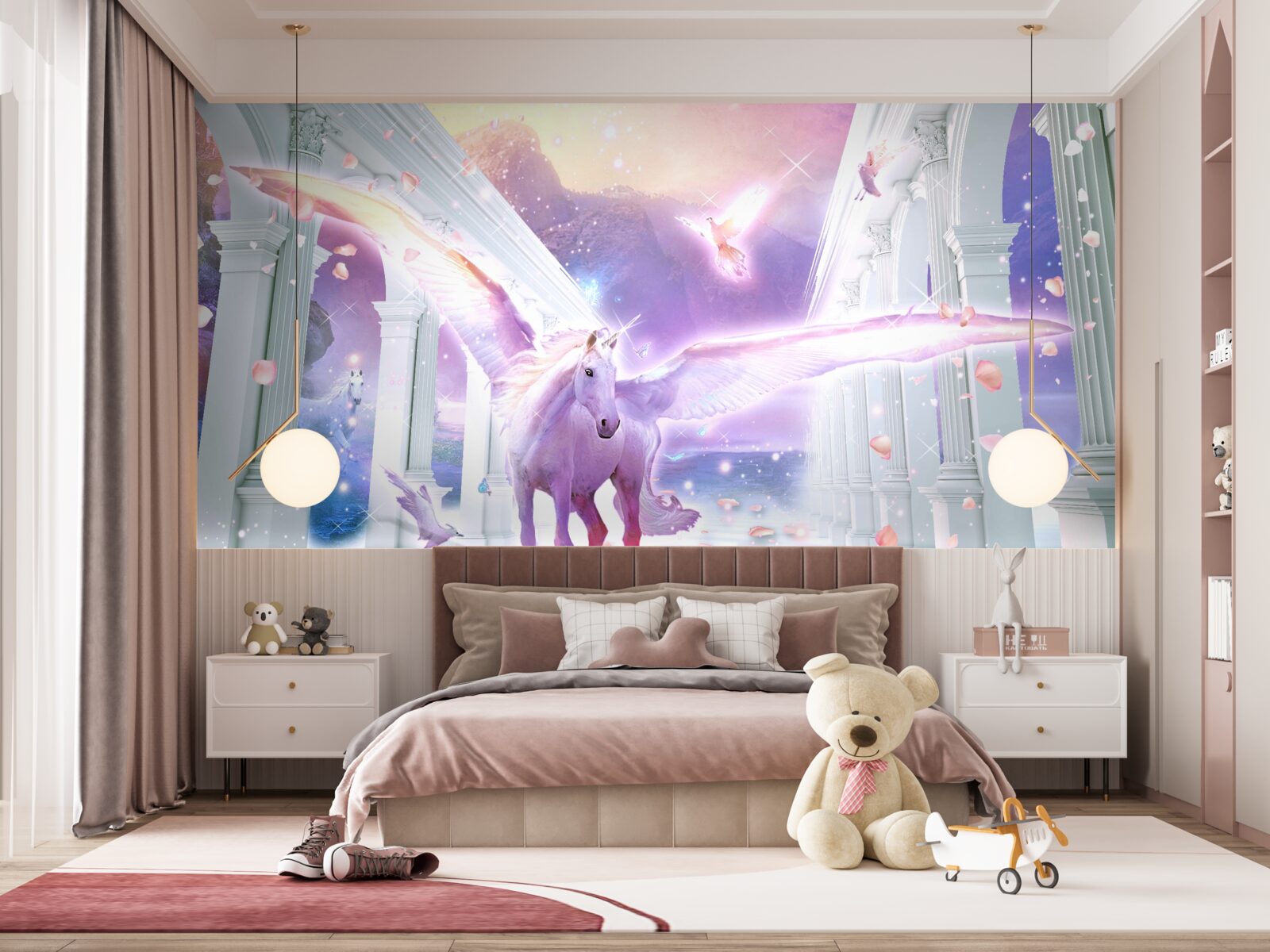 Carta da parati un mondo fantastico in cui vive un pegaso