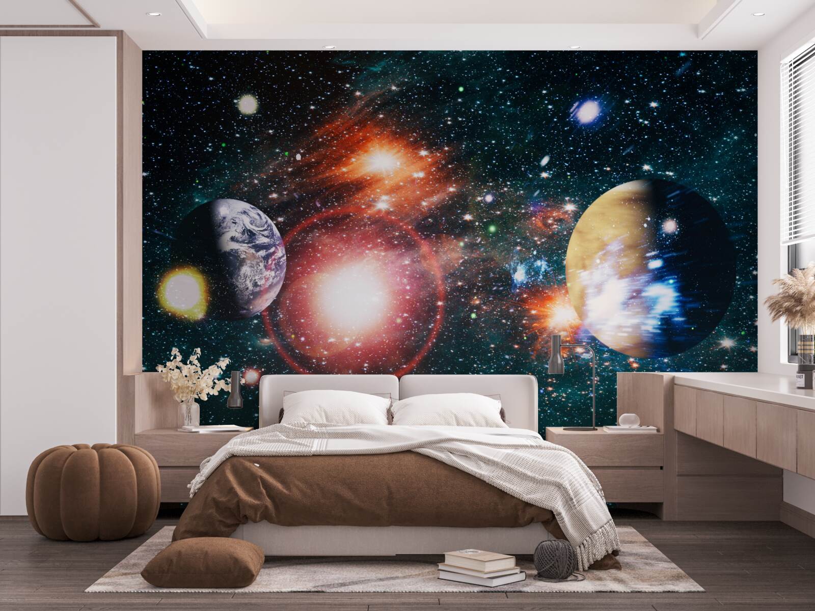 Carta da parati un cielo stellato in una notte nebbiosa
