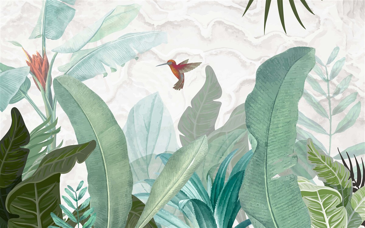 Carta da parati colibrì alla ricerca del dolce nettare