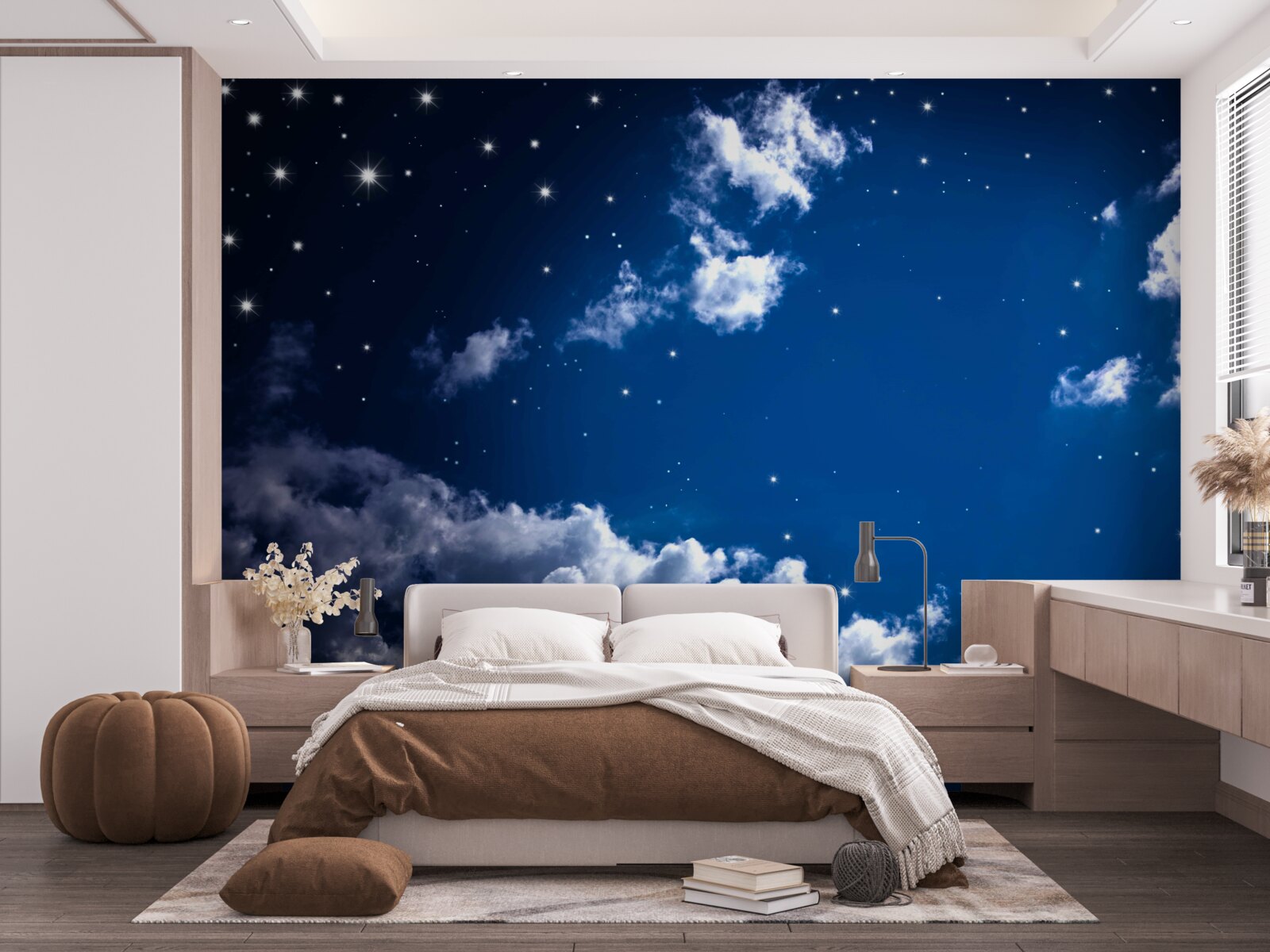 Fototapeta nocne niebo jaśnieje blaskiem chmur i gwiazd