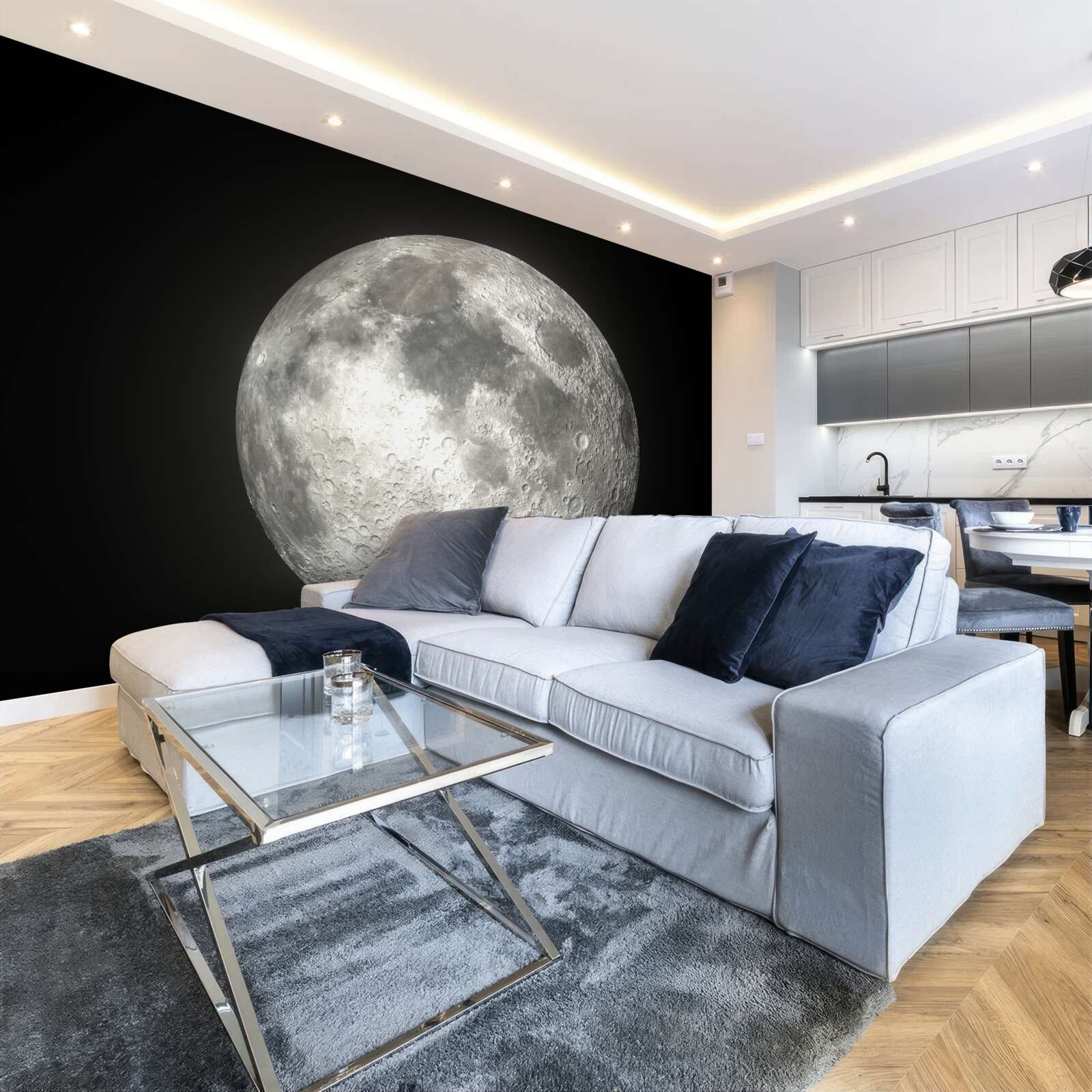 Carta da parati lo sfondo nero è decorato con un'impareggiabile luna piena