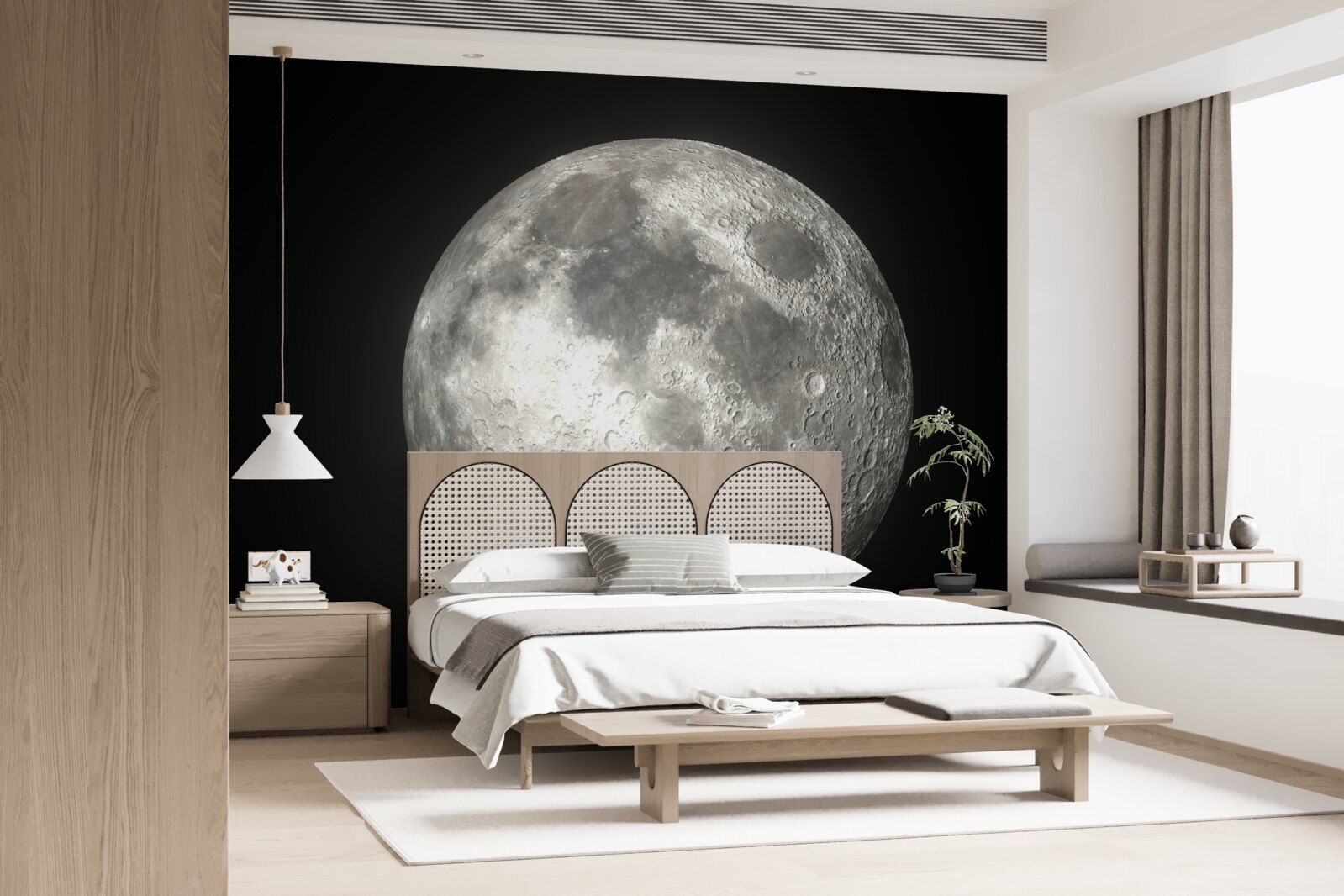 Carta da parati lo sfondo nero è decorato con un'impareggiabile luna piena