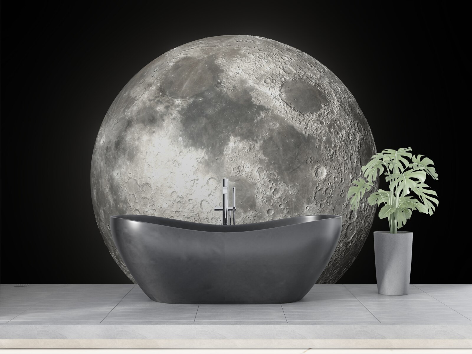 Carta da parati lo sfondo nero è decorato con un'impareggiabile luna piena