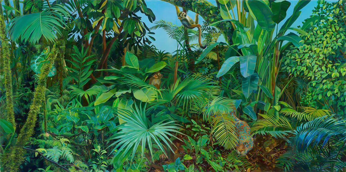Carta da parati impenetrabili boschetti di verdi foreste tropicali