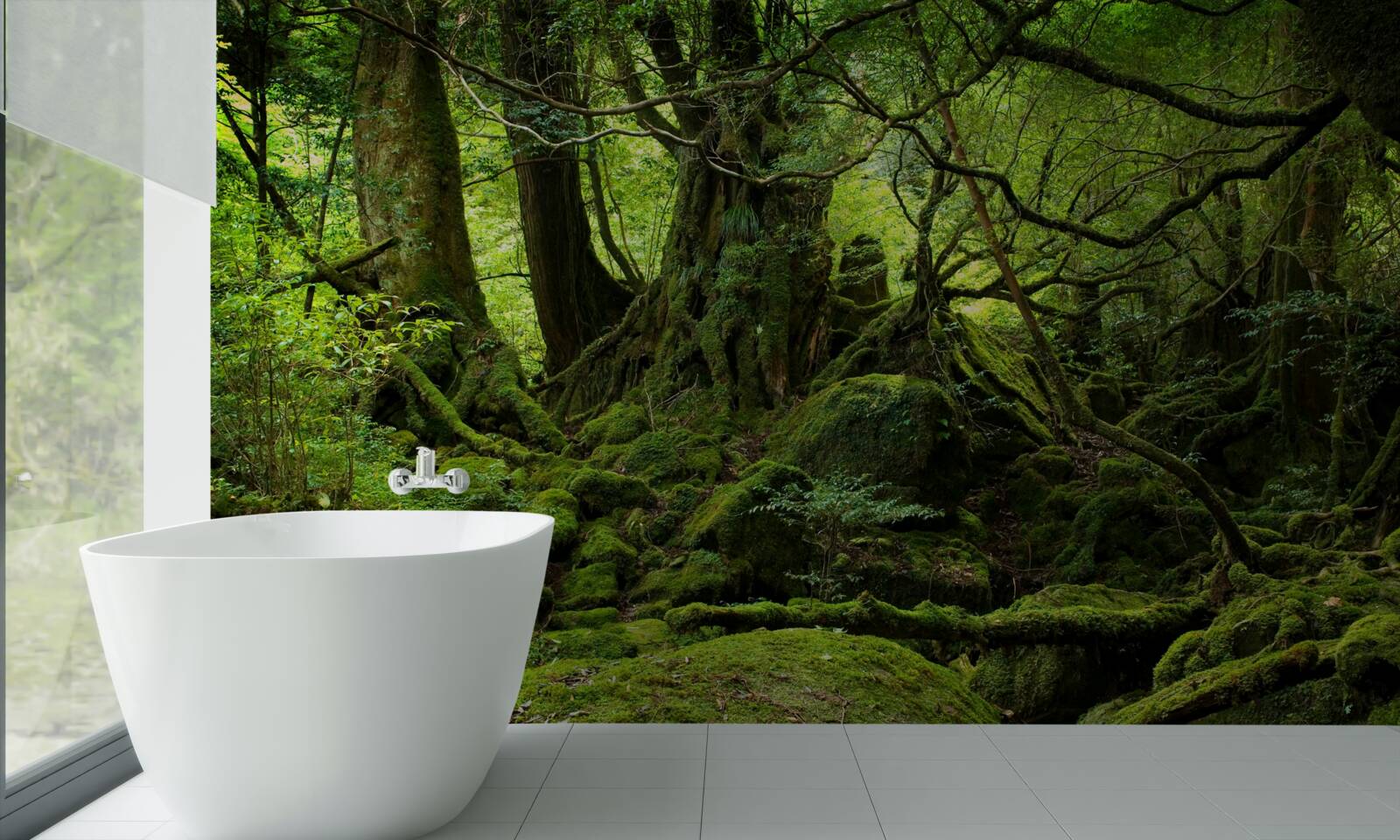 Carta da parati fitta foresta verde