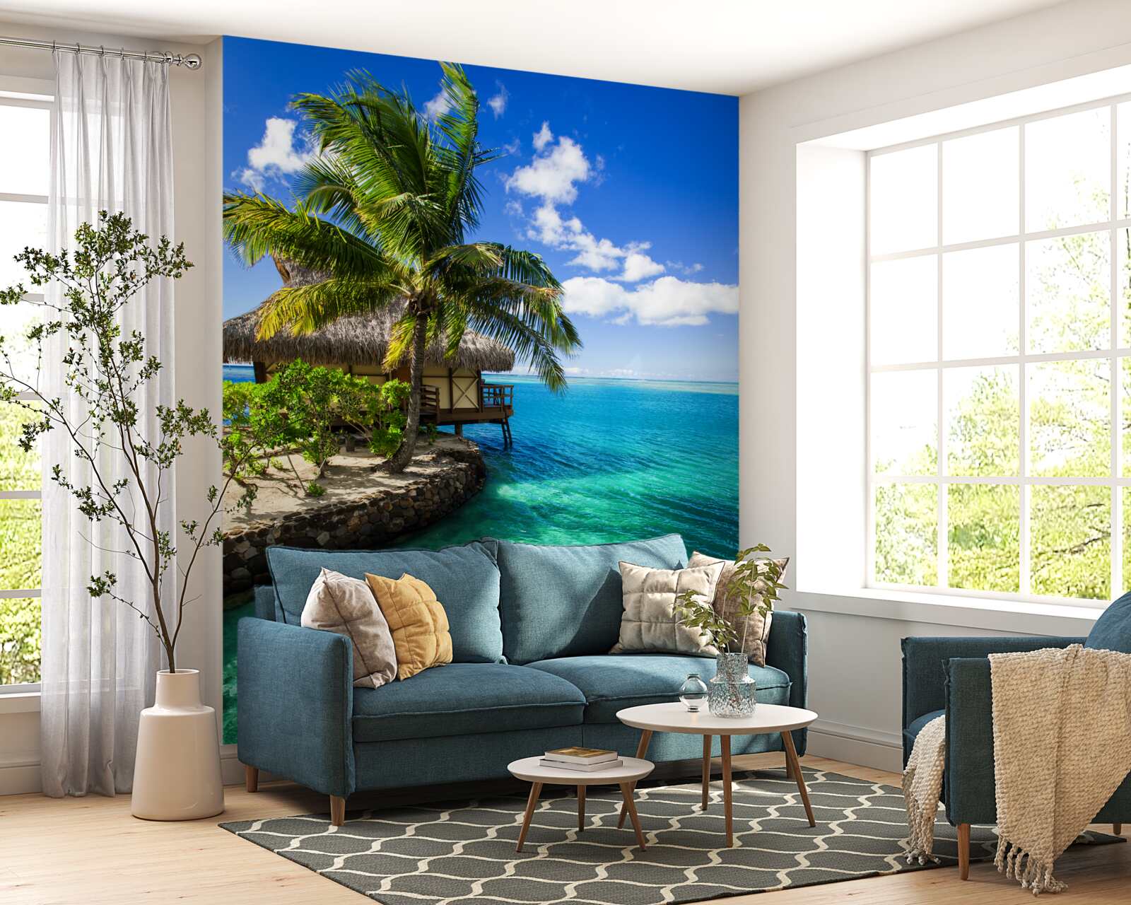 Carta da parati palma ai tropici in riva al mare