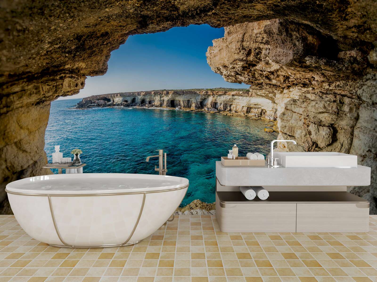 Carta da parati grotte di cipro sommerse