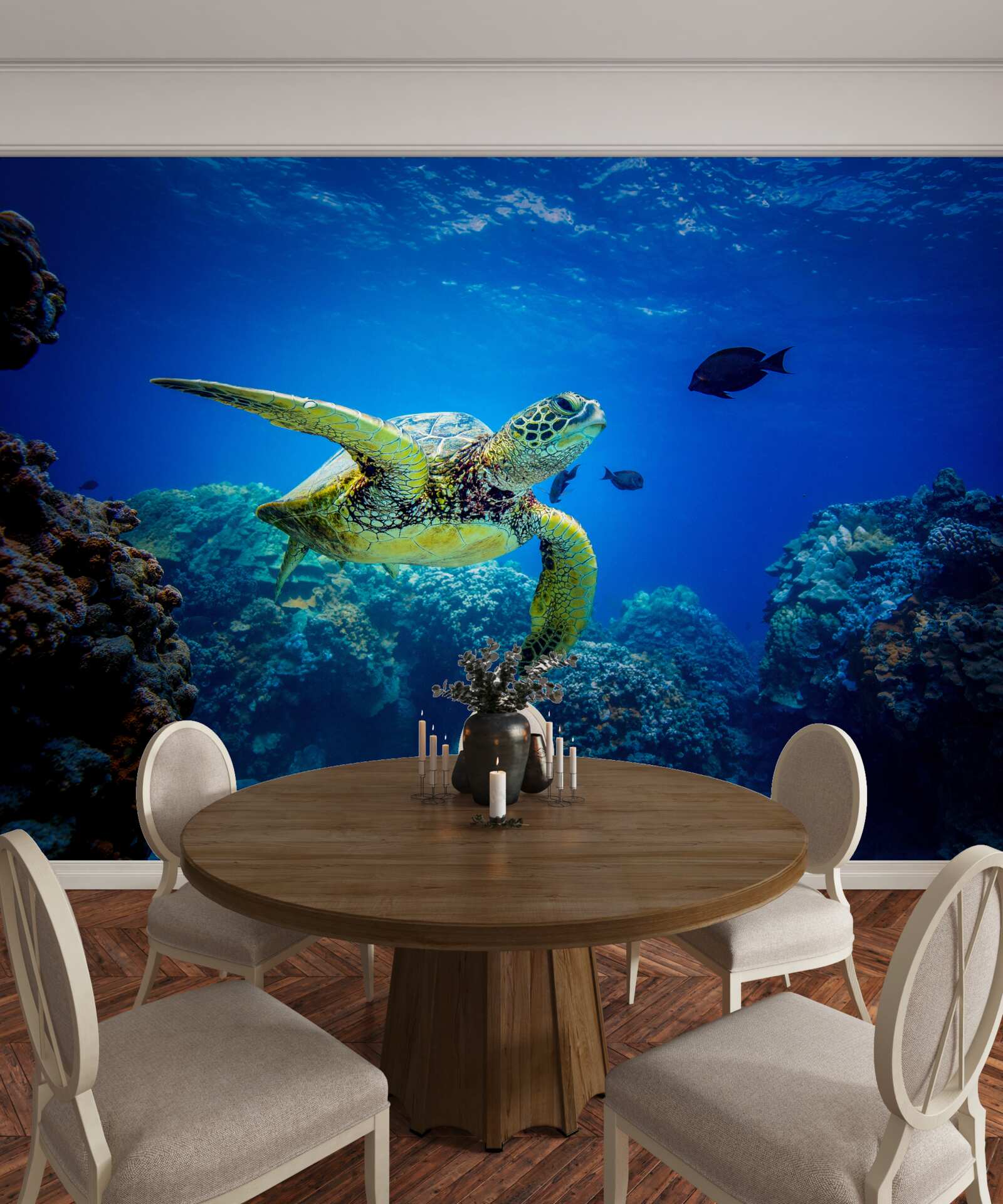 Carta da parati Tartaruga nelle profondità blu del mare