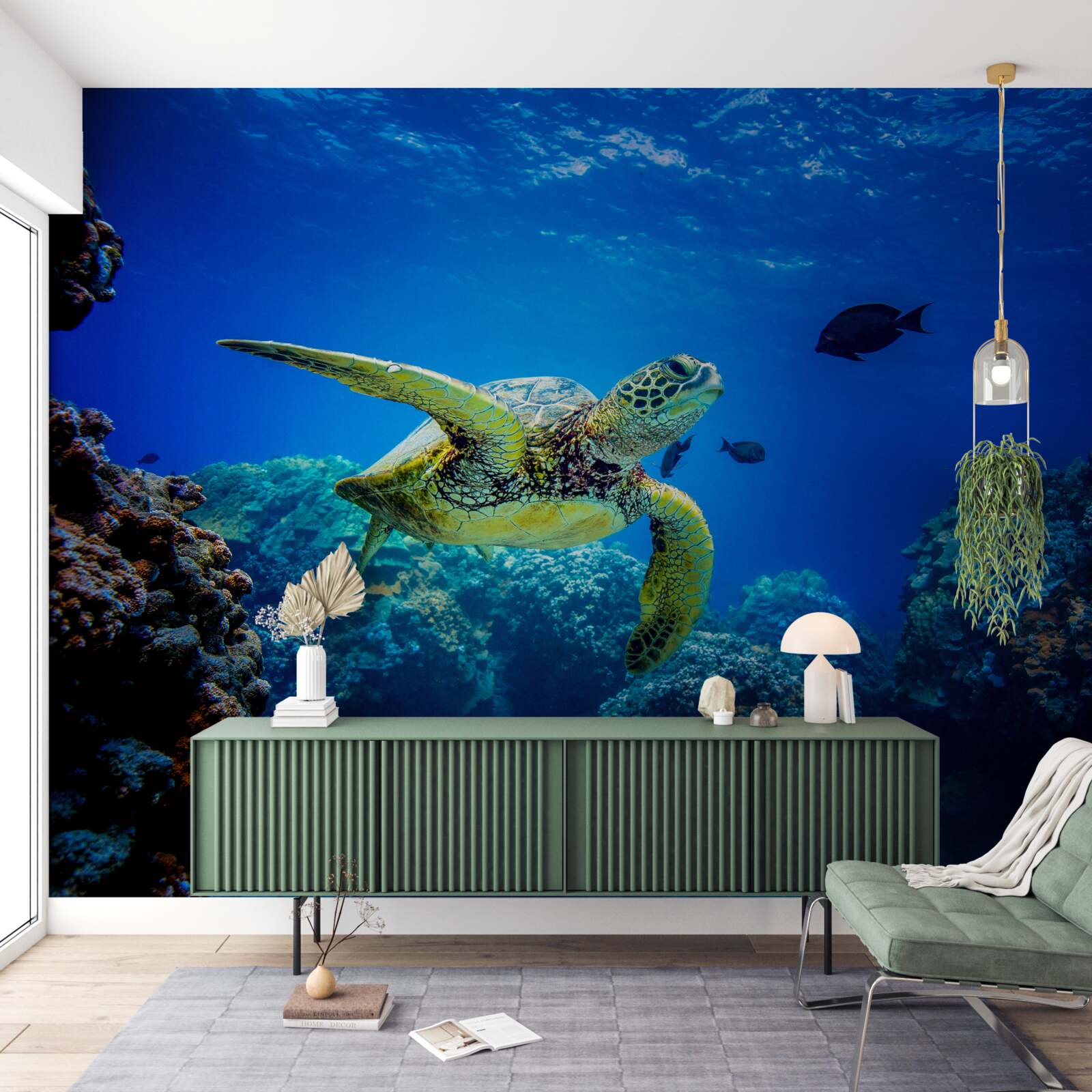 Carta da parati Tartaruga nelle profondità blu del mare