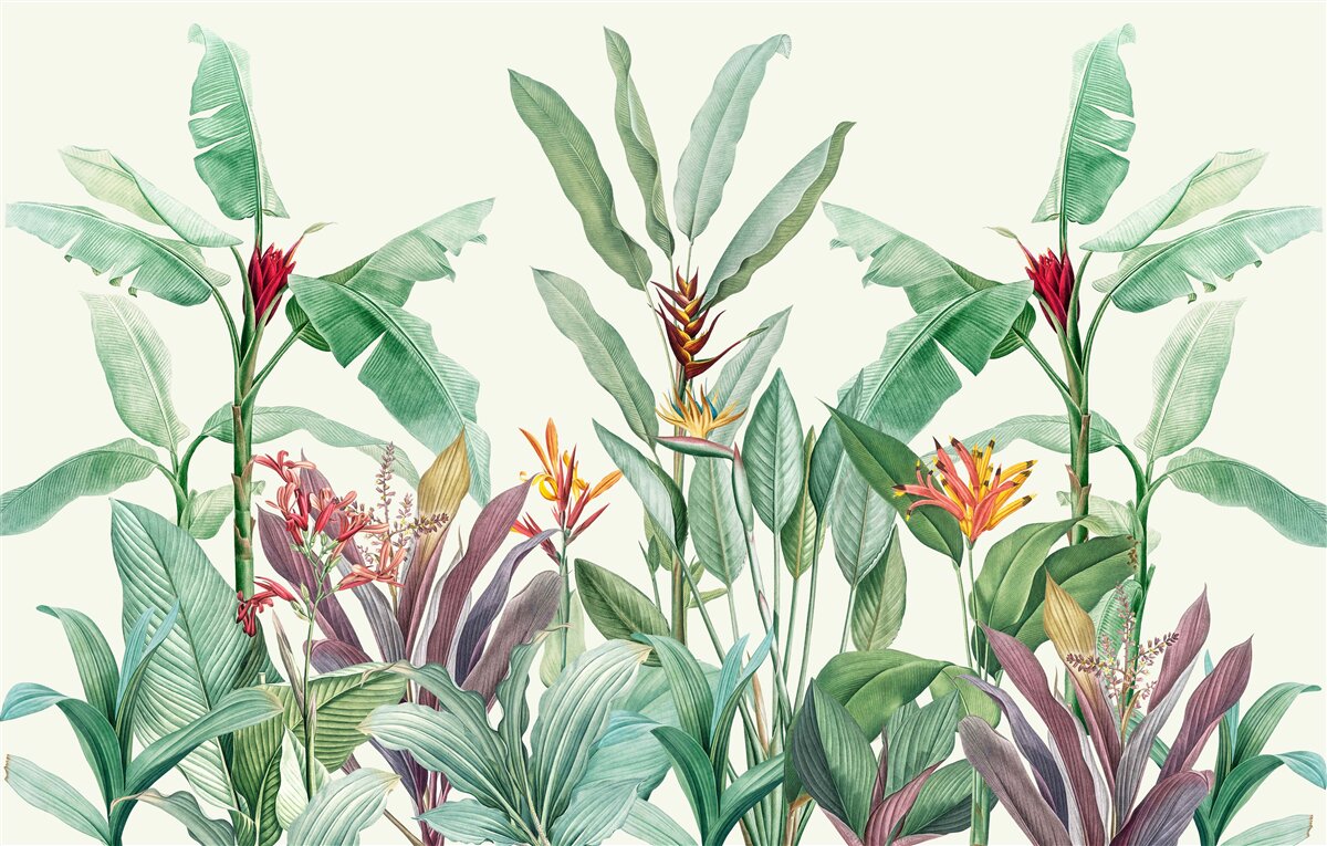 Carta da parati foglie verdi tropicali