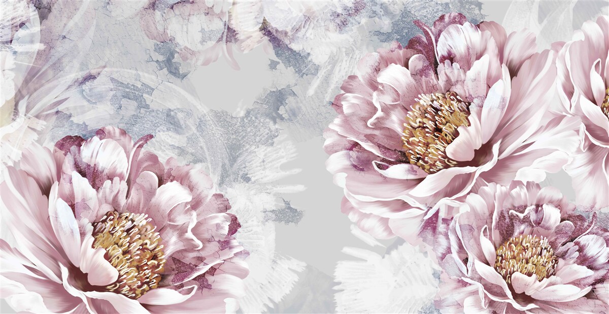 Carta da parati grandi peonie rosa