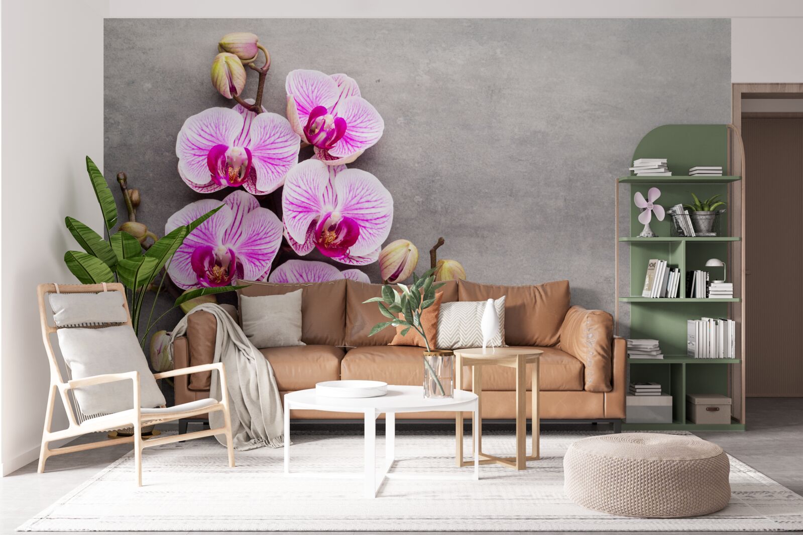 Carta da parati orchidea lilla e bianca
