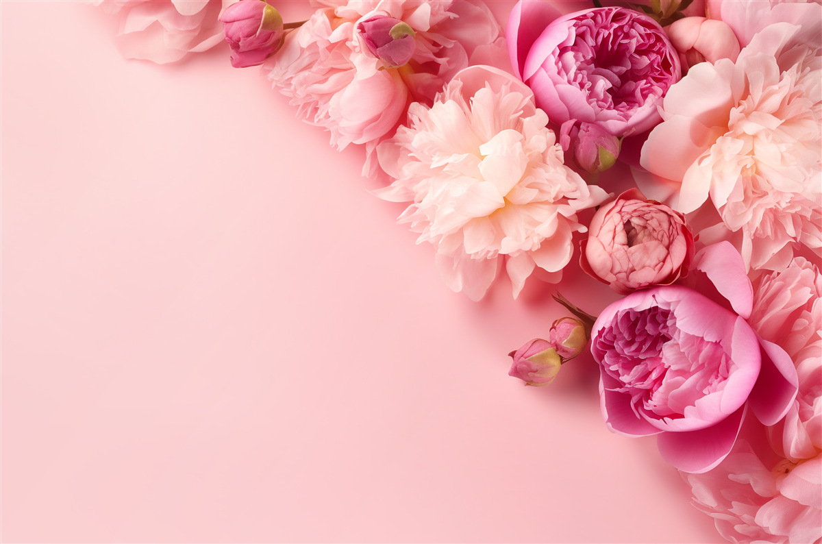 Carta da parati diversi fiori rosa su uno sfondo della stessa tonalità