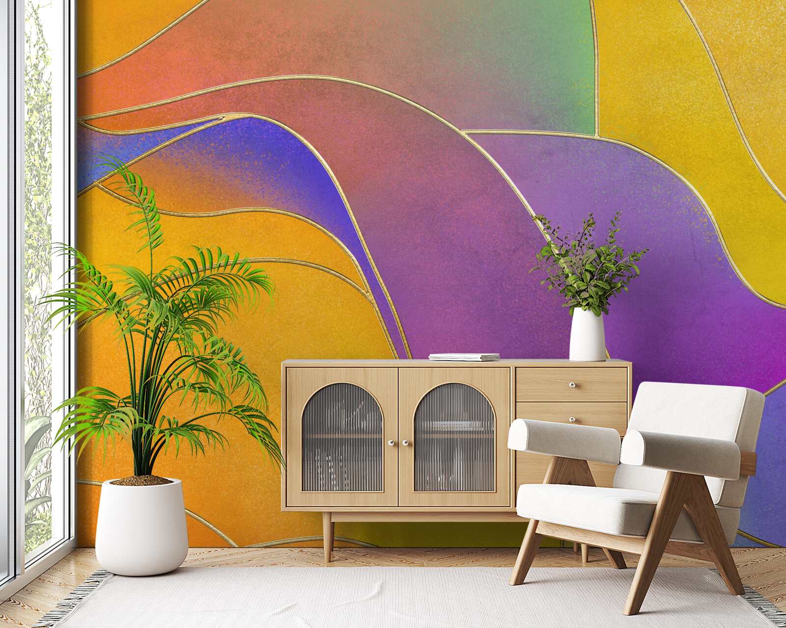 Carta da parati linee libere in viola