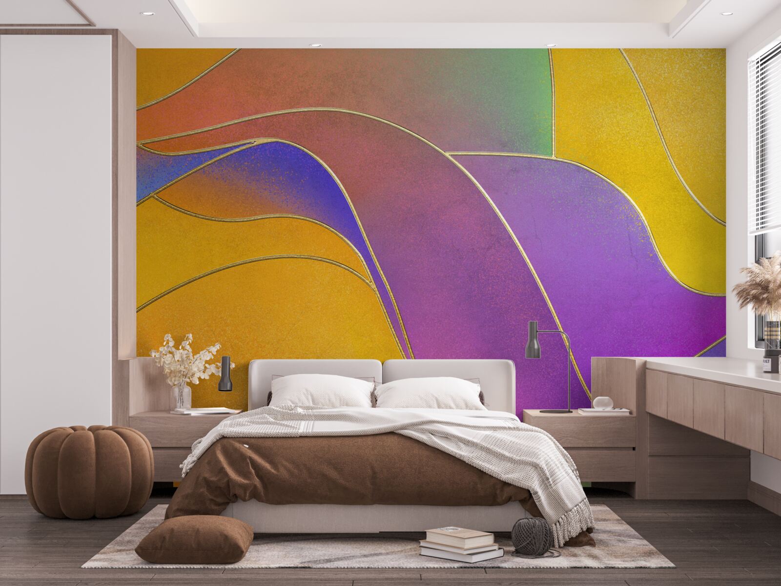 Carta da parati linee libere in viola