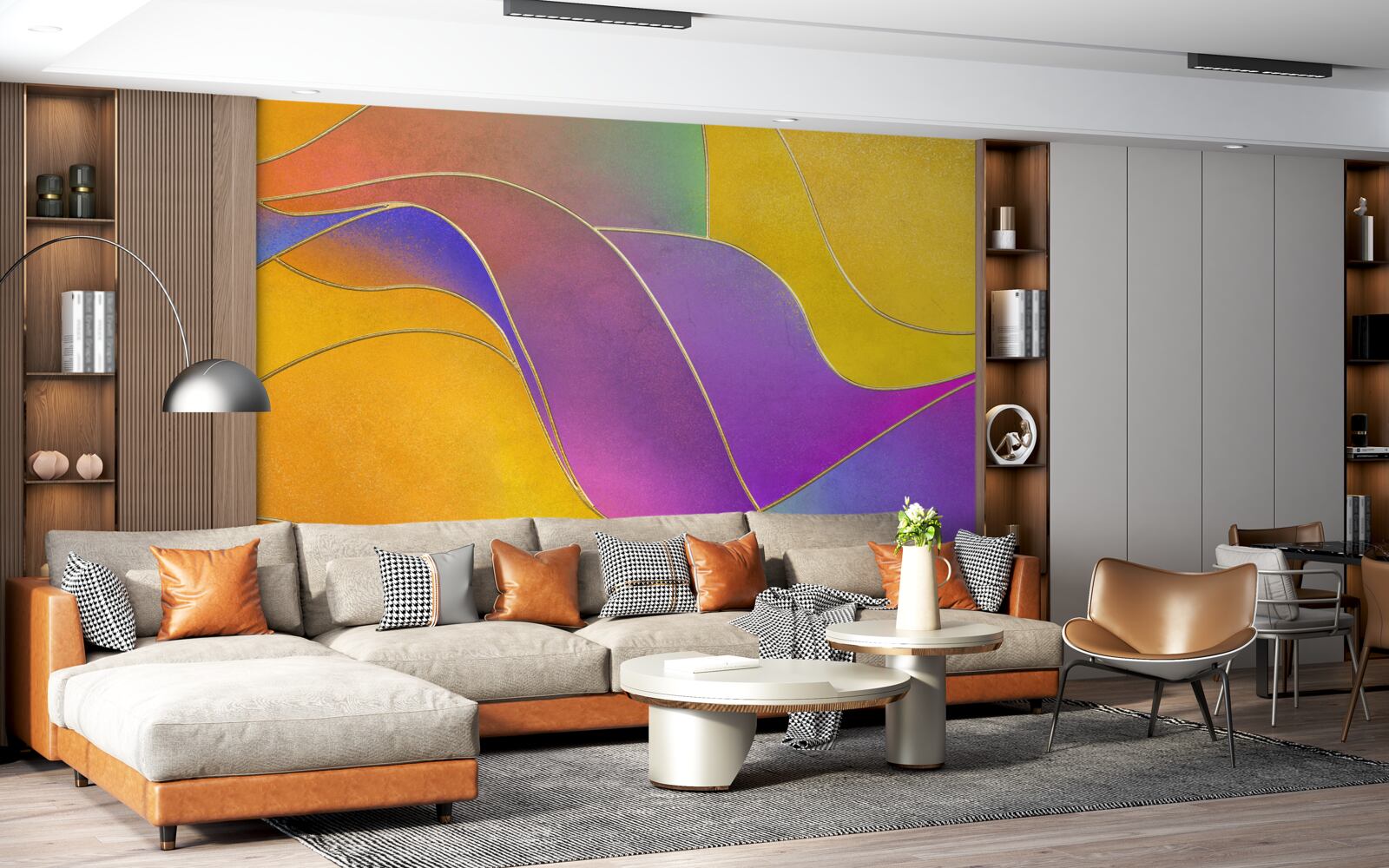 Carta da parati linee libere in viola